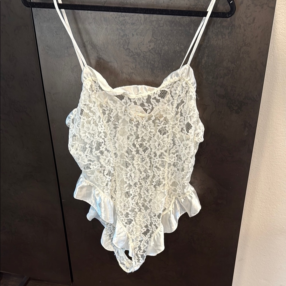 Vintage Victoria's Secret White Lace Bodysuit or Teddy